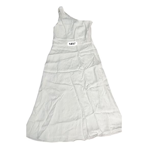 Markarian White One-Shoulder Asymmetric Viscose Midi Dress 10 Cocktail Bridal - Picture 8 of 10